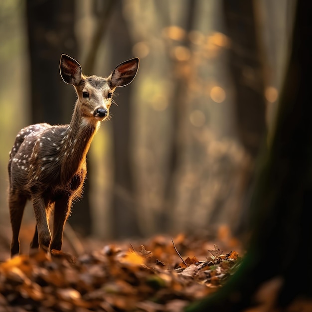 портрет оленя в лесу
