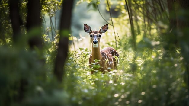 Photo portrait of a deer in the wood