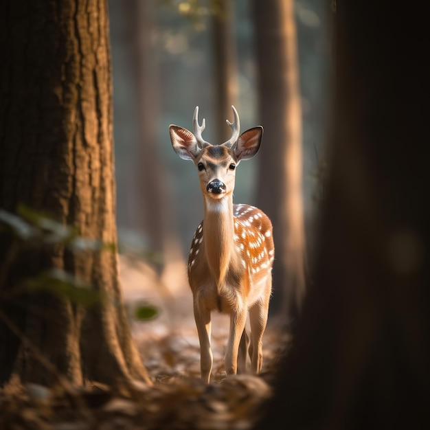 portrait of a deer in the wood