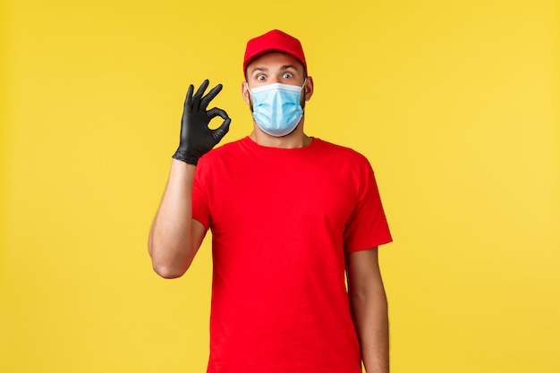 Portrait of delivery man with face mask