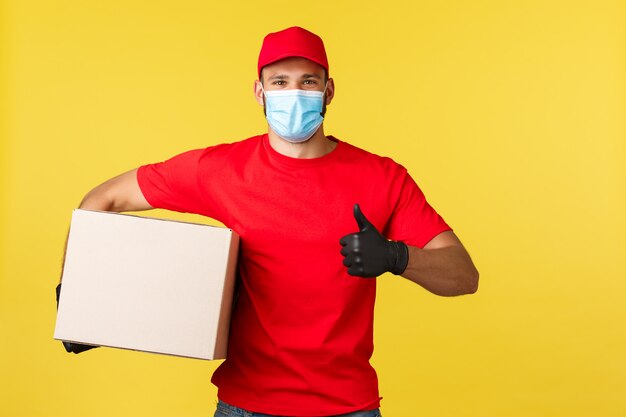 Portrait of delivery man with face mask