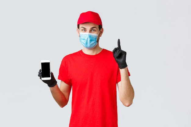 Portrait of delivery man with face mask