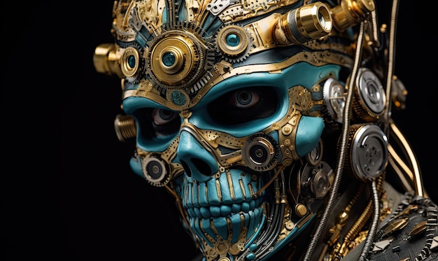 The portrait depicted a fascinating fusion of steampunk scifi and a fierce cyborg pirate designe