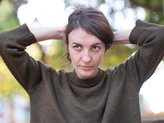 Photo portrait of a depressed woman