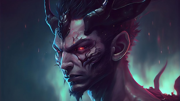 Portrait of a devil A Beautiful digital artwork portrait of An evil demon devil 169 Digital art style illustration painting