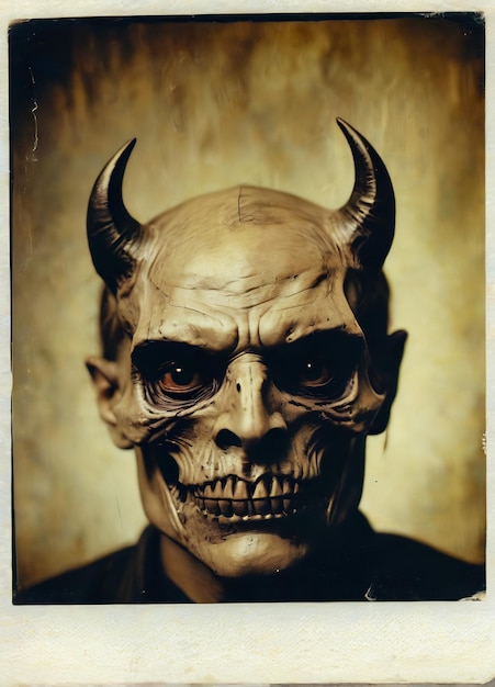 Photo portrait of devil devil faces scary demon with horns