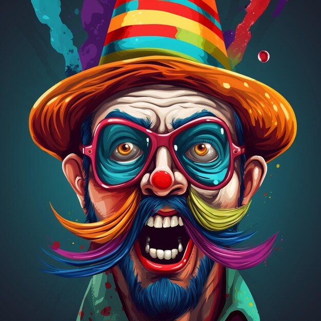 Photo portrait digital painting clown funny color character