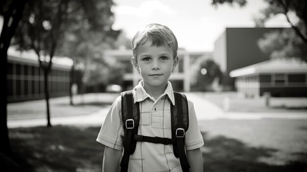 Photo portrait of diligent young student in the classrom