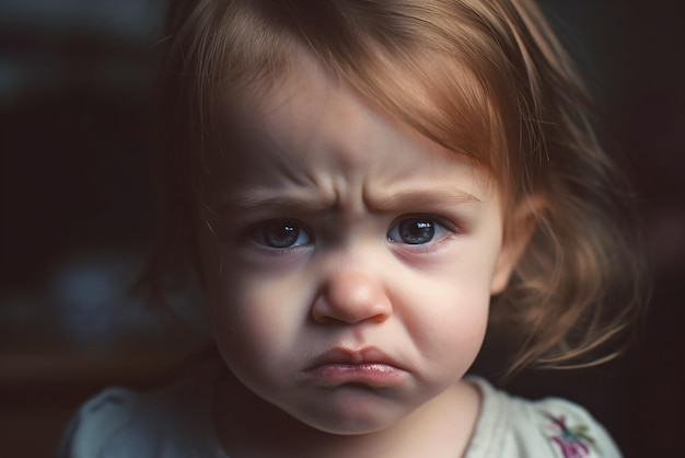 Portrait of a disgruntled little girl who is offended