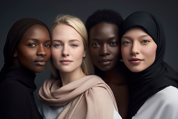 Portrait of diverse group Of beautiful women