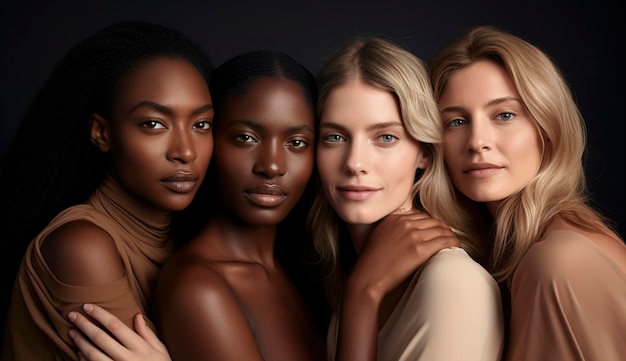 Photo portrait of diverse group of beautiful women