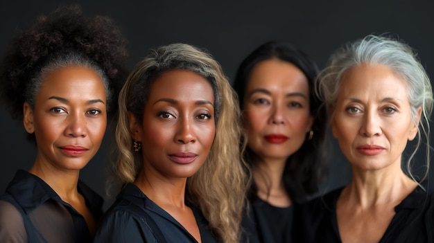 portrait of diverse multinational mature women international womens day