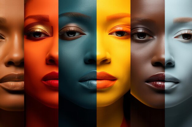 Portrait of diverse nations type of women in bright colors