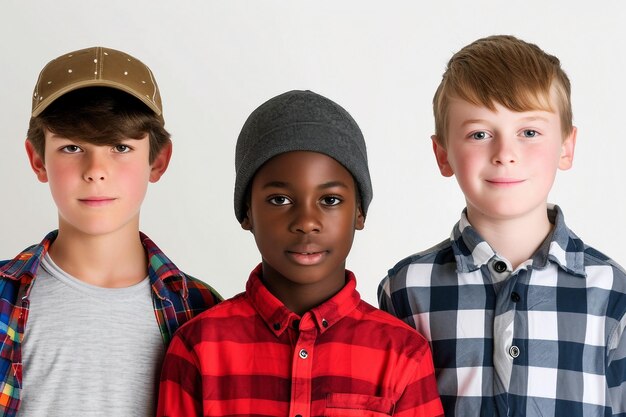 Photo a portrait of diverse skin tones in children