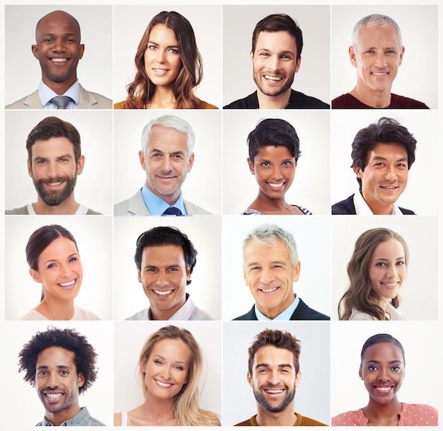 Photo portrait of diversity a montage of headshots