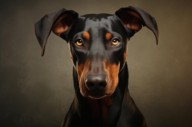 Portrait of a Doberman dog with a collar