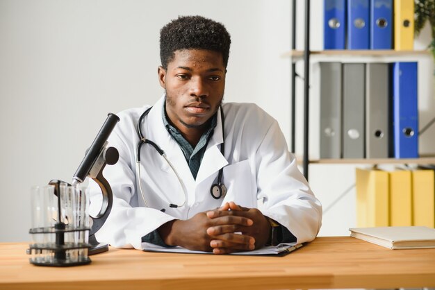 Portrait of doctor checking on X-ray results