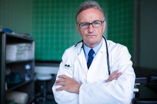 Portrait of doctor standing with arms crossed