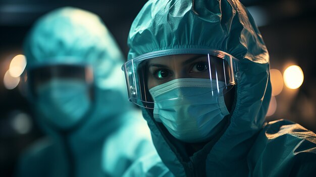 Portrait of a doctor with protective face mask and a steppe close up view of a doctor in protective medical mask against coronavir