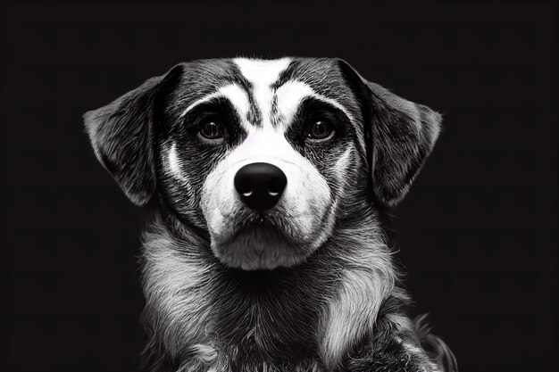 Portrait of a dog on a black background