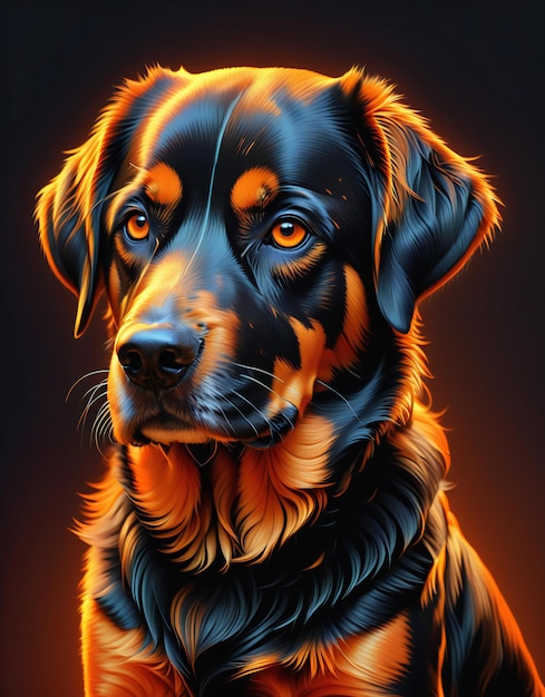 黒い背景のロットワイラー犬の肖像画