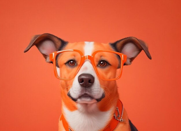 Portrait of a dog in glasses