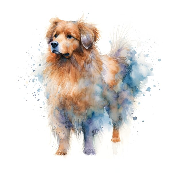 portrait of a dog watercolour drawing colour backdrop picture