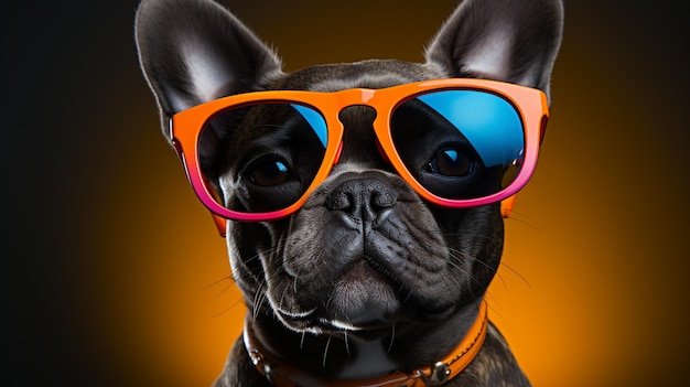 Portrait of dog wearing sunglasses sunglassesgenerative ai