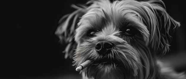 Portrait of a dog with a cigarette Generative AI