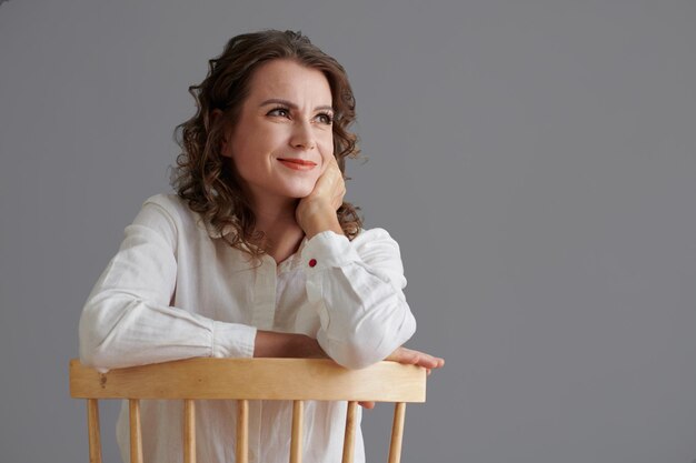 Portrait of Dreamy Mature Woman