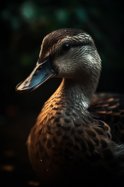 Portrait of Duck Dramatic and Cinematic Lighting Photography Generative AI