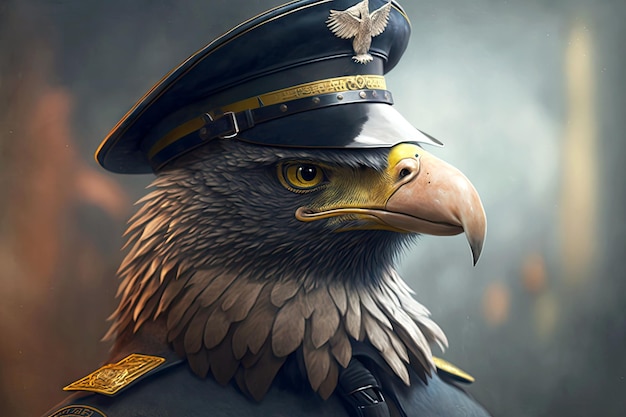 Portrait of eagle as a policeman generative ai