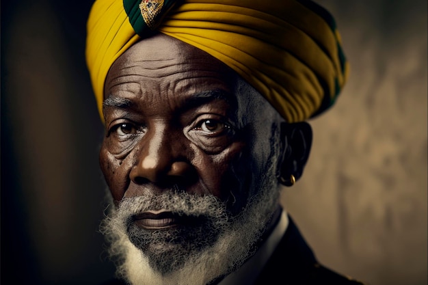 Портрет пожилого африканца, одетого в этническую одежду,