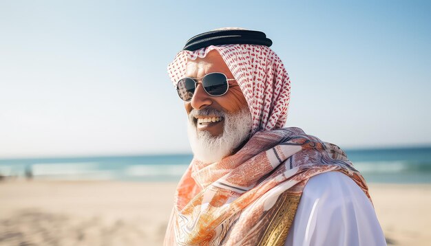 Портрет пожилого араба на пляже