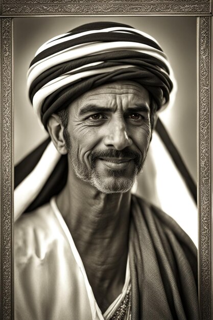 portrait of elderly arab man illustration