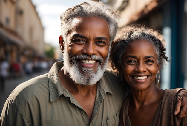 Portrait of elderly black couple in love happy smiling background people banner copy space text