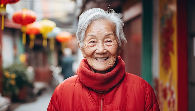 中国人の年配の女性の肖像画