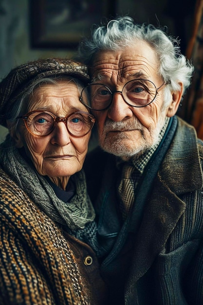 Портрет пожилой пары в кинематографическом стиле