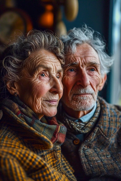 Портрет пожилой пары в кинематографическом стиле