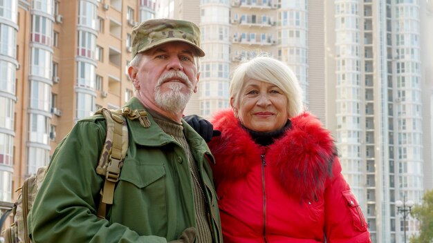 Portrait of an elderly grayhaired couple