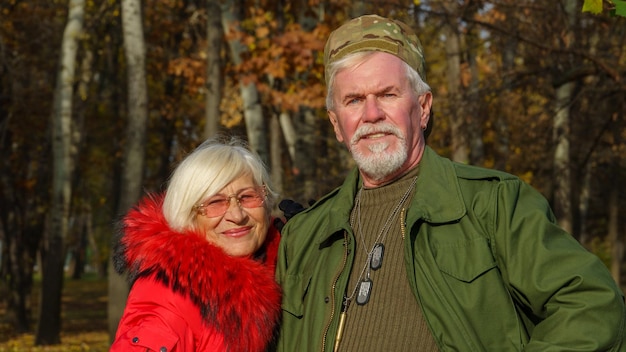 Portrait of an elderly grayhaired couple