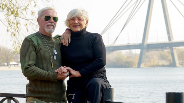 Portrait of an elderly grayhaired couple