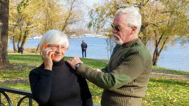 Portrait of an elderly grayhaired couple