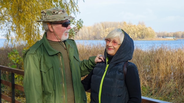 Portrait of an elderly grayhaired couple