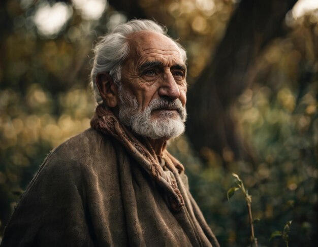 Портрет пожилого человека в национальном костюме в природе Поколение ИИ