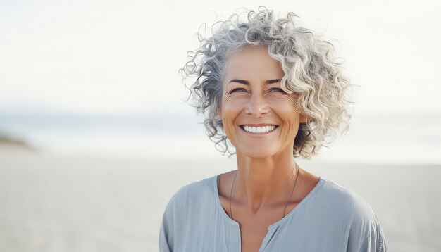 Portrait of an elderly woman on the beach