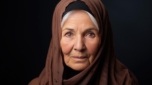 Portrait of an elderly woman looking at the camera