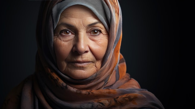 Portrait of an elderly woman looking at the camera