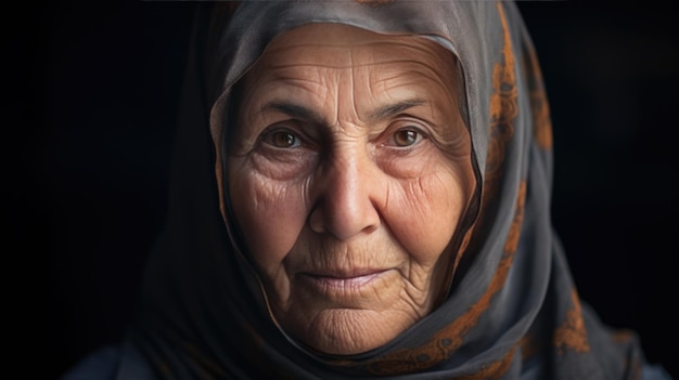 Portrait of an elderly woman looking at the camera