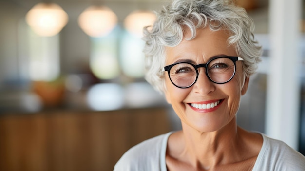 Portrait of an elderly woman smiling at the camera